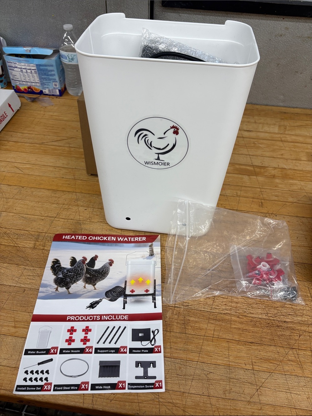 WISMOIER Heated Chicken Waterer - White